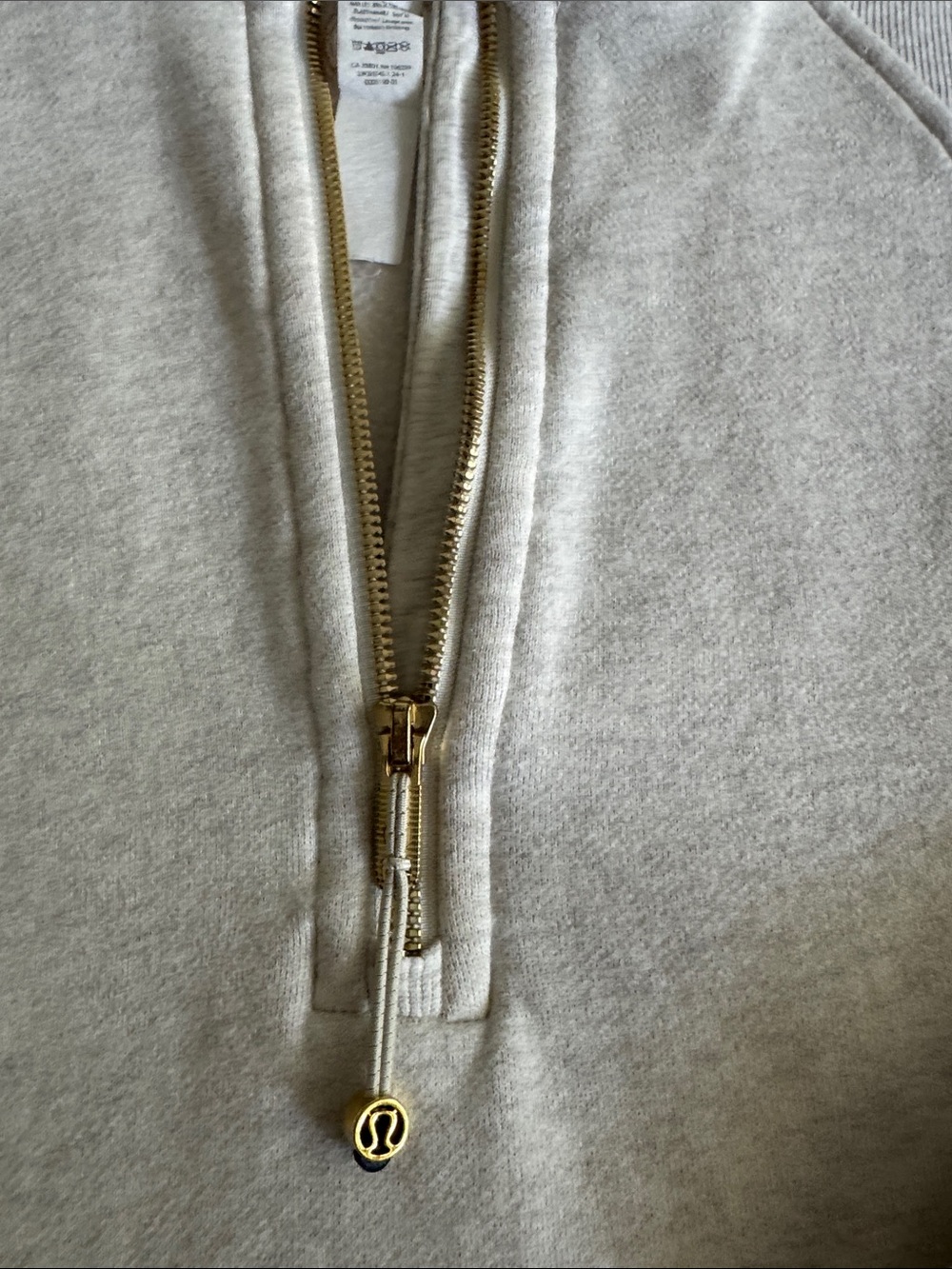 Lululemon Half-Zip Scuba  Pullover in Light Oat with Gold Hardware - Picture 2 of 5